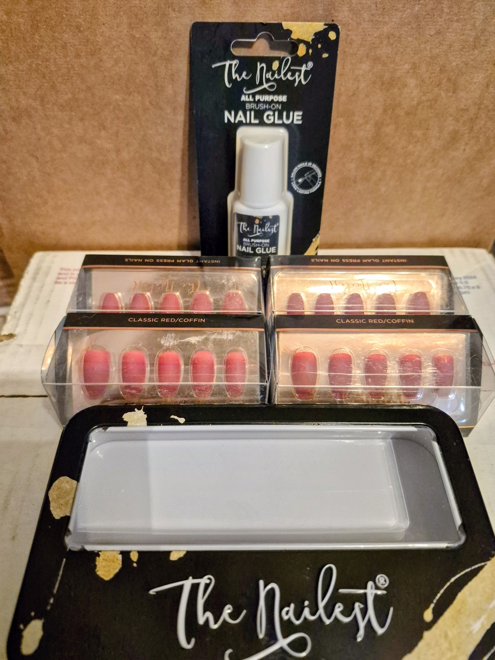 The Nailest Classic Red Coffin Press-On Nail Kit with Nail Glue
